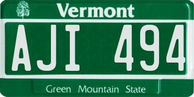 VT license plate AJI494