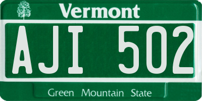 VT license plate AJI502