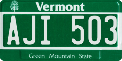 VT license plate AJI503