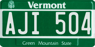 VT license plate AJI504