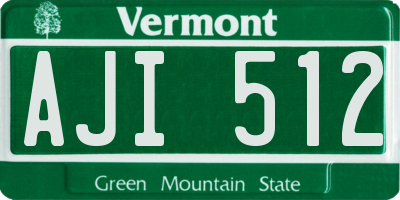 VT license plate AJI512