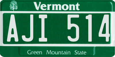 VT license plate AJI514