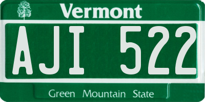 VT license plate AJI522