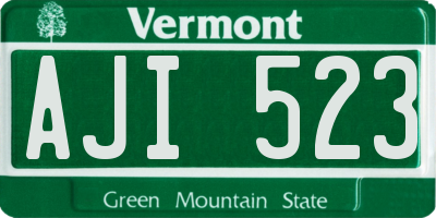 VT license plate AJI523