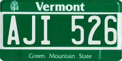 VT license plate AJI526