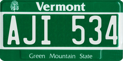 VT license plate AJI534