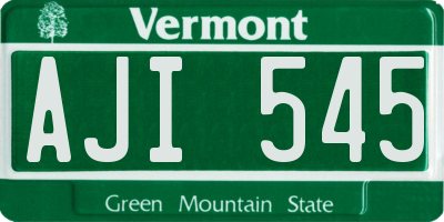 VT license plate AJI545