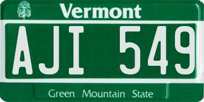 VT license plate AJI549