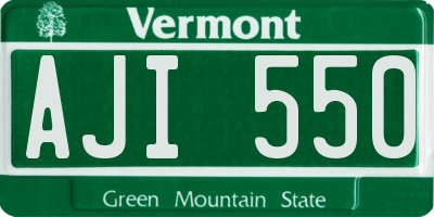 VT license plate AJI550