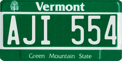 VT license plate AJI554