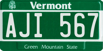 VT license plate AJI567