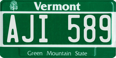 VT license plate AJI589