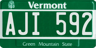 VT license plate AJI592