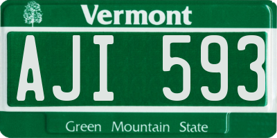 VT license plate AJI593