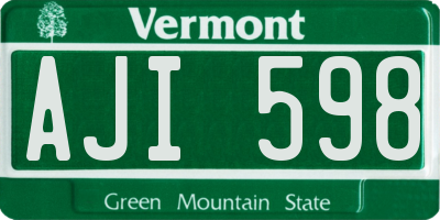 VT license plate AJI598