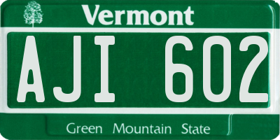 VT license plate AJI602