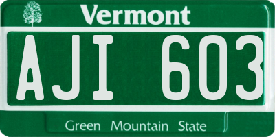 VT license plate AJI603