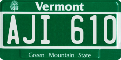 VT license plate AJI610