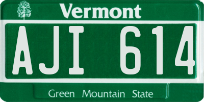 VT license plate AJI614