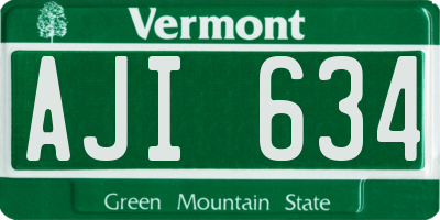 VT license plate AJI634