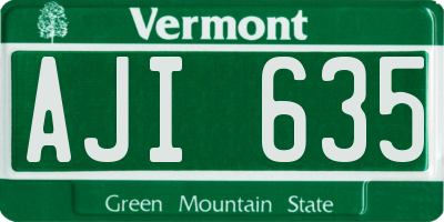 VT license plate AJI635