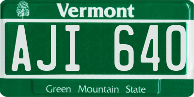 VT license plate AJI640