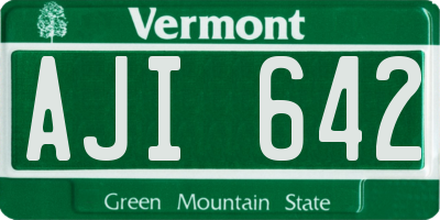 VT license plate AJI642