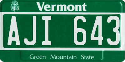 VT license plate AJI643