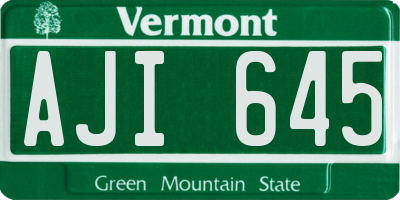VT license plate AJI645