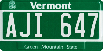 VT license plate AJI647