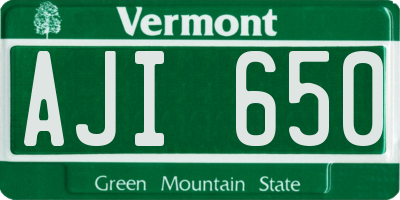 VT license plate AJI650