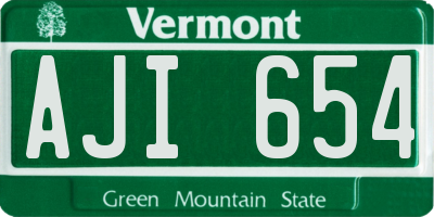 VT license plate AJI654