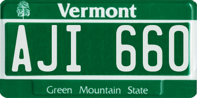 VT license plate AJI660