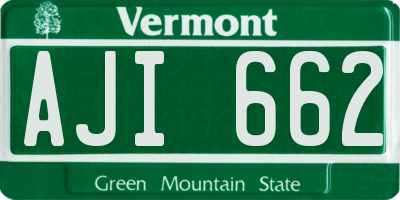 VT license plate AJI662