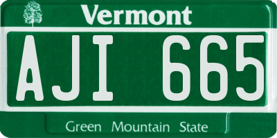 VT license plate AJI665