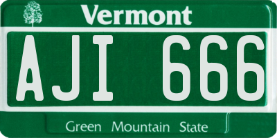 VT license plate AJI666