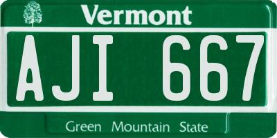 VT license plate AJI667