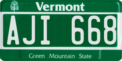 VT license plate AJI668