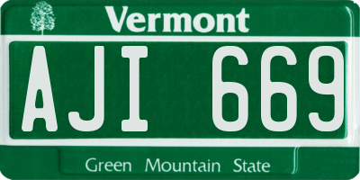 VT license plate AJI669