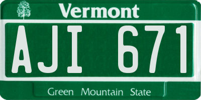 VT license plate AJI671