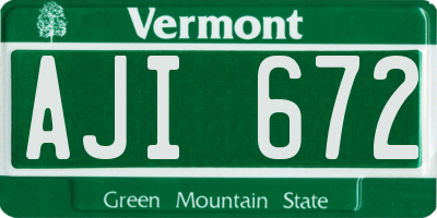 VT license plate AJI672