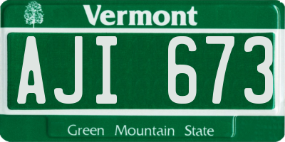 VT license plate AJI673