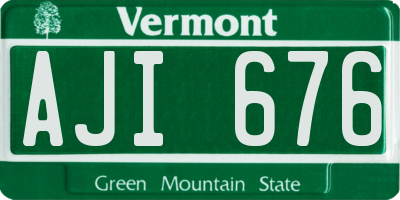 VT license plate AJI676