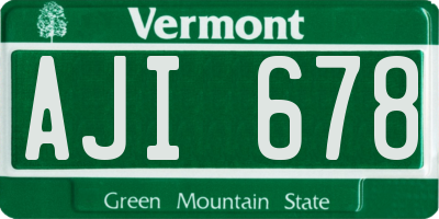 VT license plate AJI678