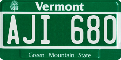 VT license plate AJI680