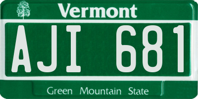 VT license plate AJI681