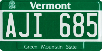 VT license plate AJI685