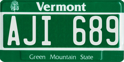 VT license plate AJI689