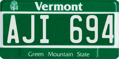 VT license plate AJI694