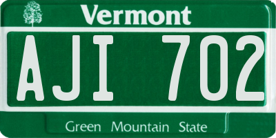 VT license plate AJI702